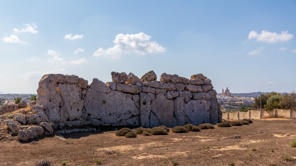 Bloques de piedra del templo de Ġgantija en Xagħra, Gozo