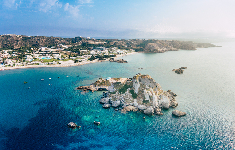 Vista panorámica de la isla de Kos desde el aire