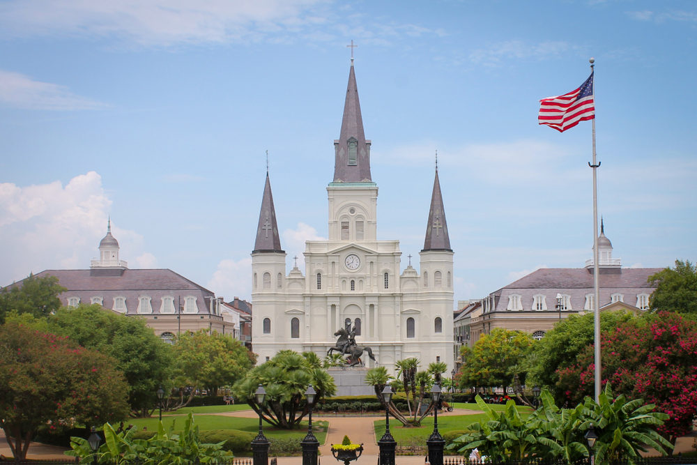 La catedral de San Luis y Jackson Square en el Barrio Francés de Nueva Orleans
