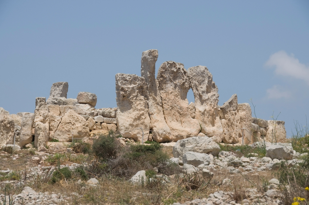 El templo de piedra de Ħaġar Qim cerca de Qrendi, en Malta
