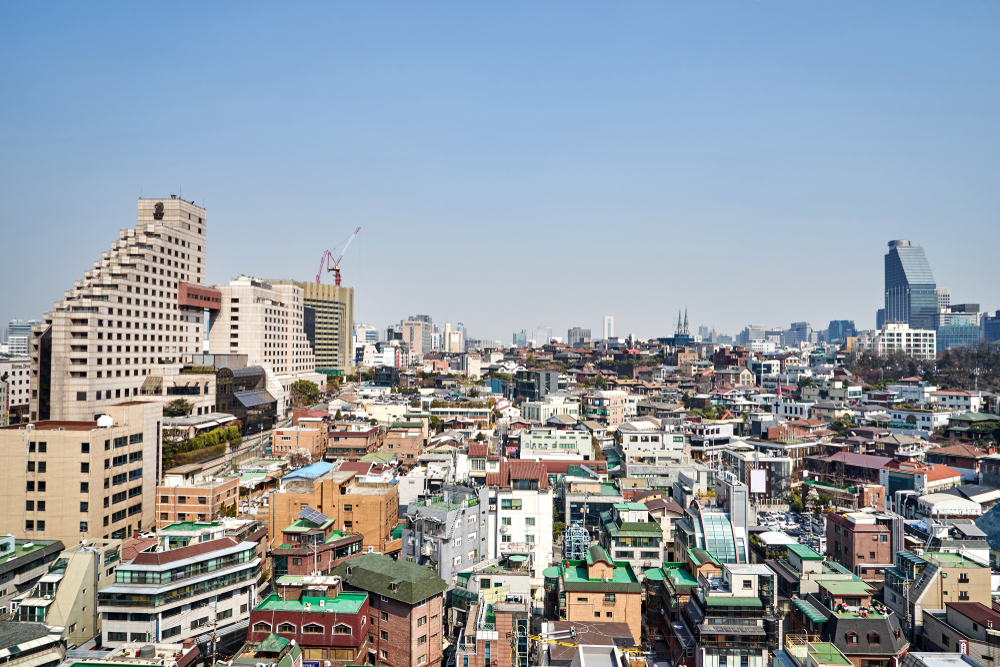 Vista de los rascacielos de Gangnam en Seúl