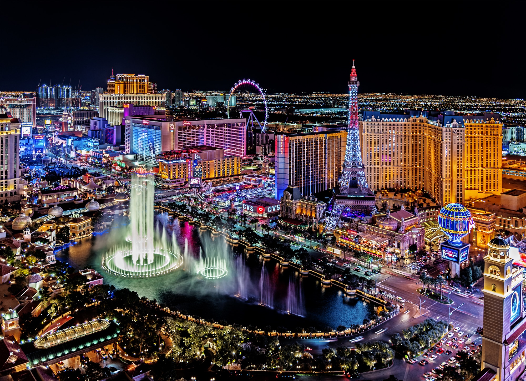 El Strip de Las Vegas de noche