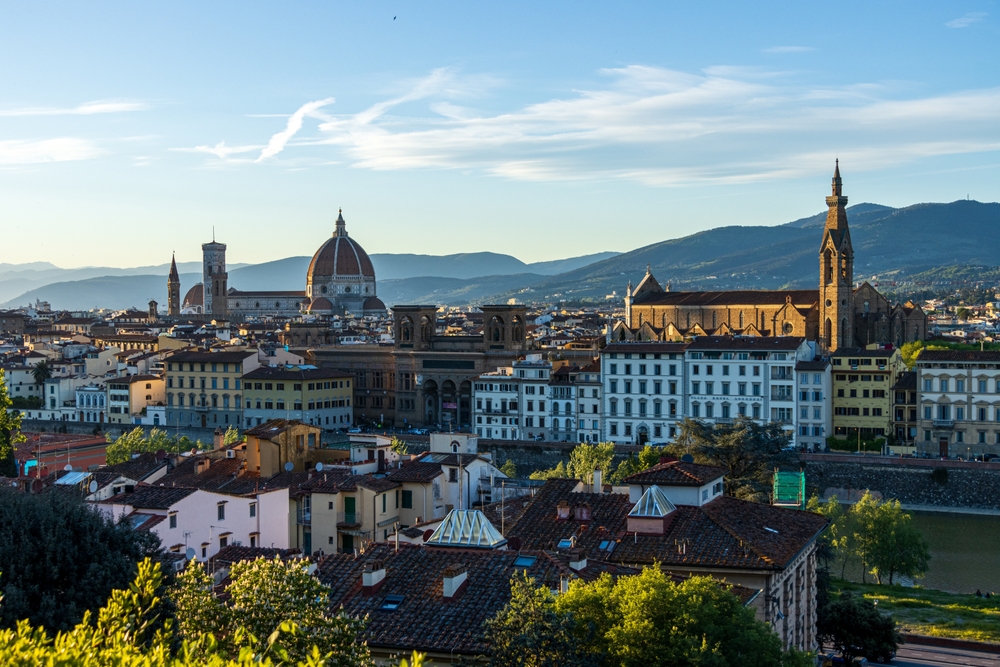 Vista de Florencia con la cúpula de la catedral y la torre del Palazzo Vecchio
