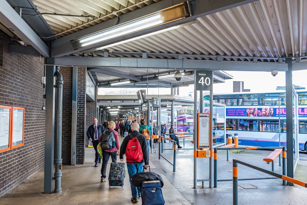 Buchanan Bus Station en Glasgow, parada final del autobús 500 del aeropuerto