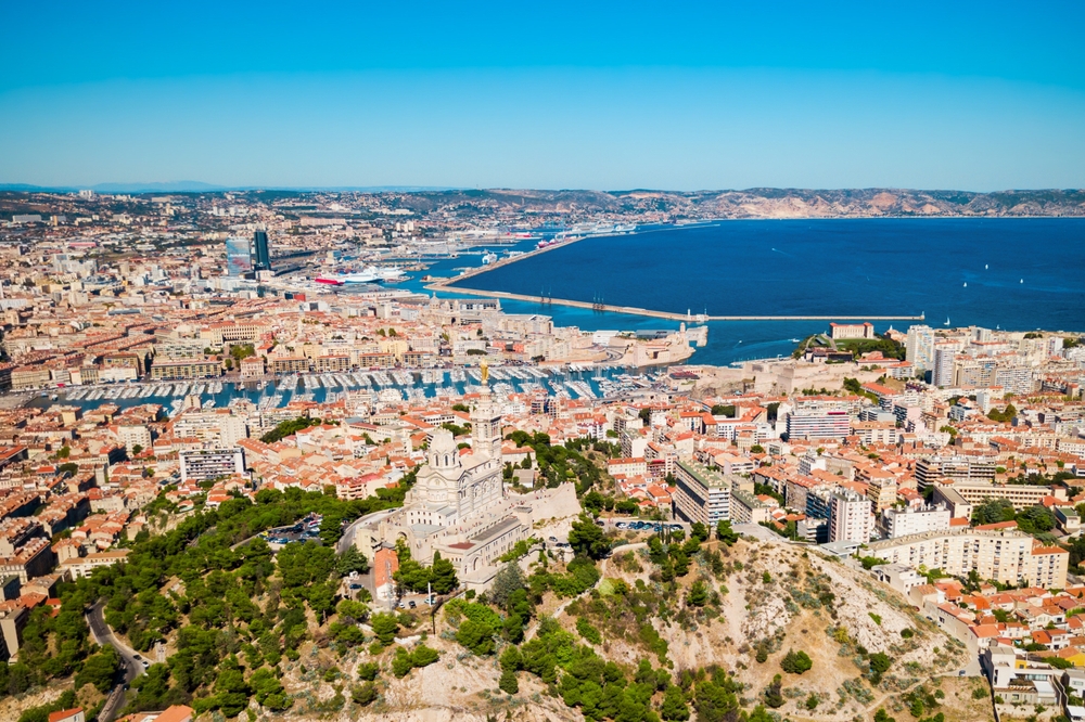 Vista panorámica aérea de Marsella