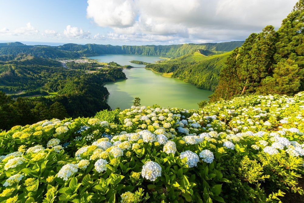Miradouro da Vista do Rei sobre la Lagoa Azul y la Lagoa Verde