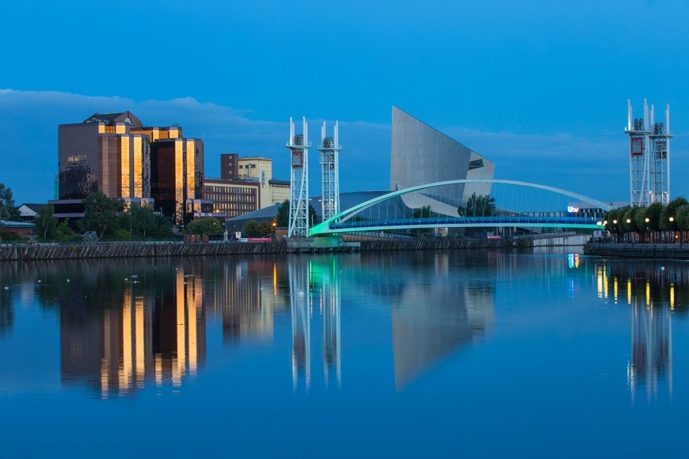 Qué ver en Manchester - las 18 mejores cosas que ver y hacer en la ciudad del fútbol y la música 34 La pasarela peatonal y el museo de la guerra IWM North en Salford Quays