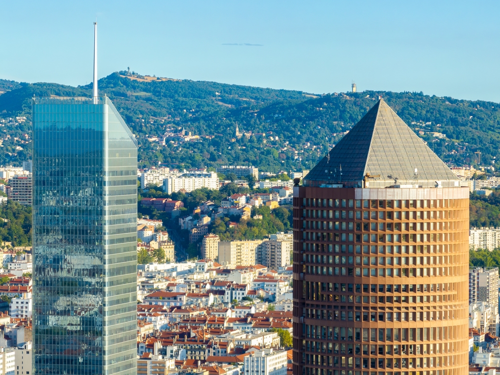 Las torres de Part-Dieu, en Lyon, vistas desde Fourvière