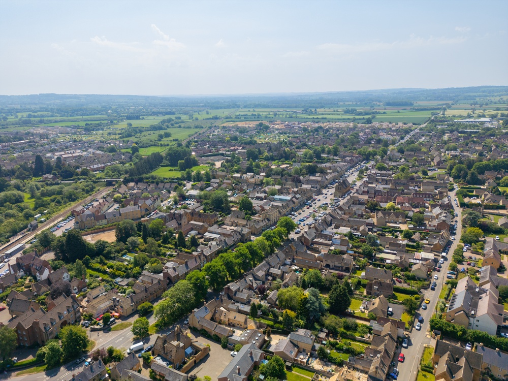 Vista aérea de Moreton-in-Marsh, en los Cotswolds